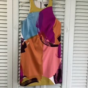 Ann Taylor Multicolor Abstract Print Sleeveless Sheath Dress